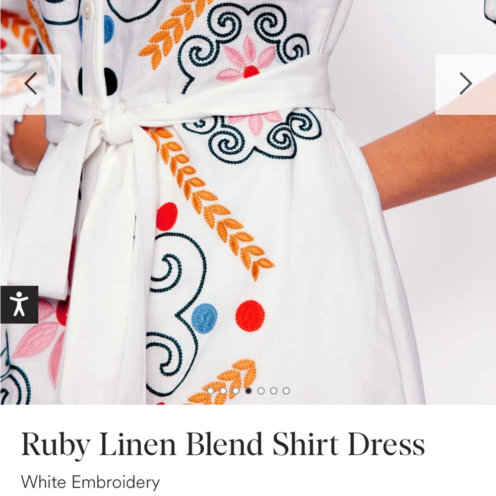 Boden dress NWT Ruby linen blend embroidered dress US 10 stunning current D1273 - Picture 3 of 12